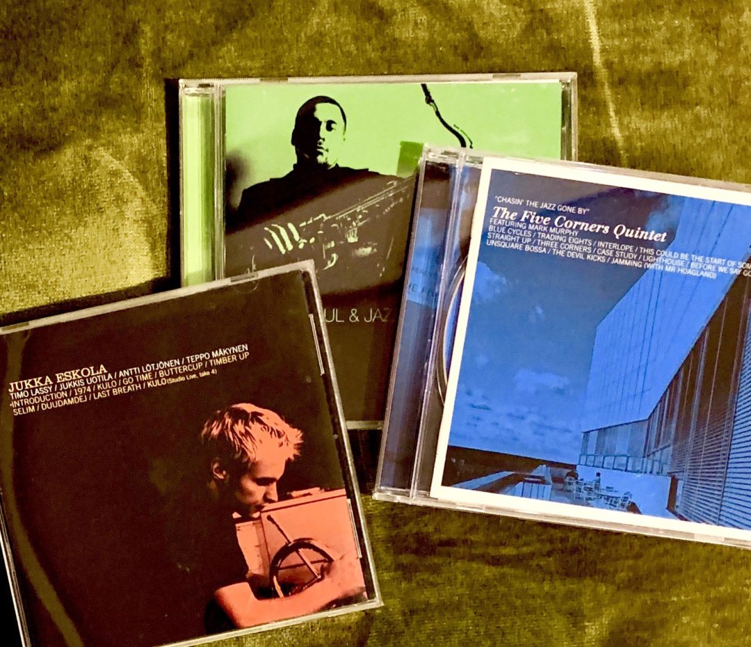 （左から）Jukka Eskola『JUkka Eskola』、Timo Lassy『The Soul & Jazz Of timo Lassy』、Five Cornors Quintet『Chasin’ The Jazz Gone By』