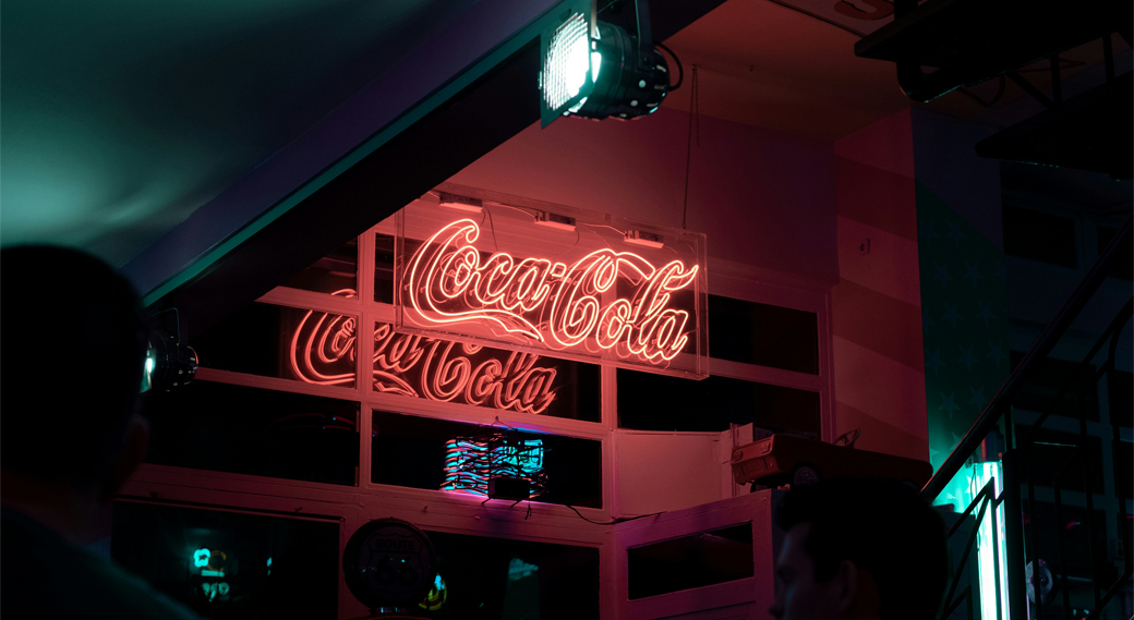 Coca Cola Neon sign in American Diner