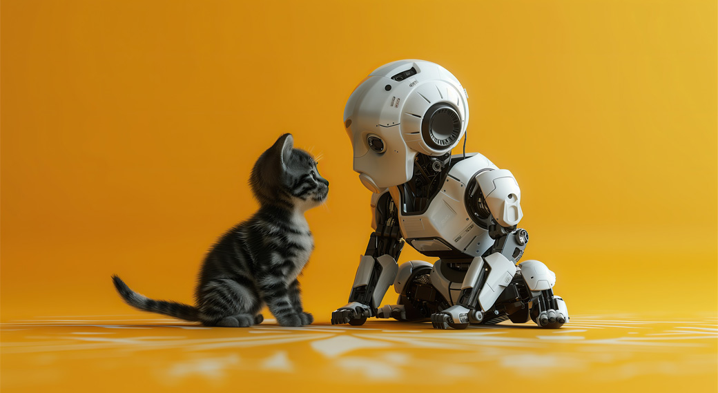 children and robotic animals