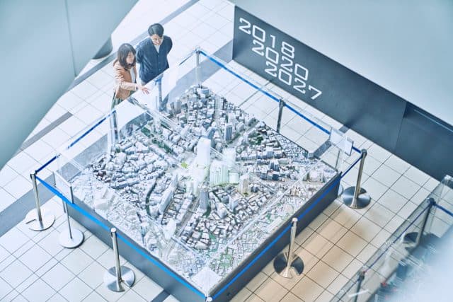 渋谷ヒカリエにて、渋谷駅周辺の展示模型
